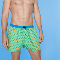 Unabux boxer shorts COCKTAIL, fresh pineapple design in green and lightblueem seam