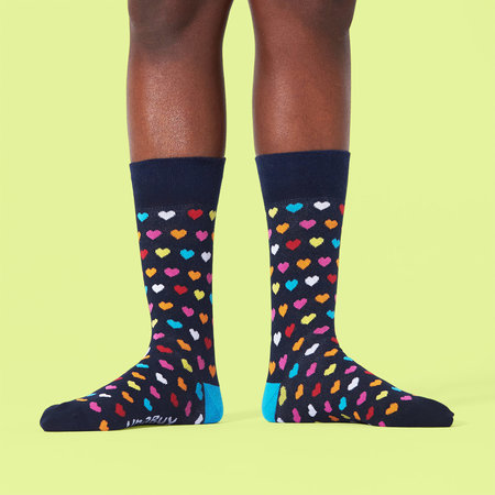 Unabux sock - SMALL HEARTS, blue with multicolor hearts