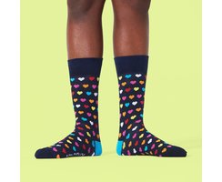 Unabux Socke - SMALL HEARTS, blau mit bunten Herzen