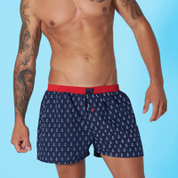 Unabux boxer shorts LINDE, green white vichy and darkblue seam
