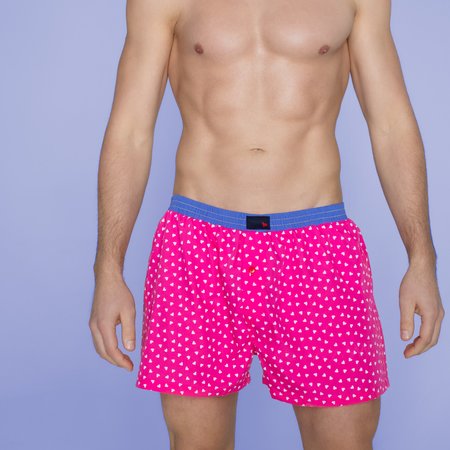 Unabux Boxershorts PINK HEARTS, pinke Shorts mit weissen...