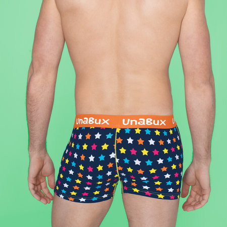 Unabux Retroshorts Napoleon, colorful stars on dark blue fabric
