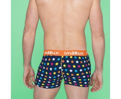 Unabux Retroshorts Napoleon, colorful stars on dark blue fabric